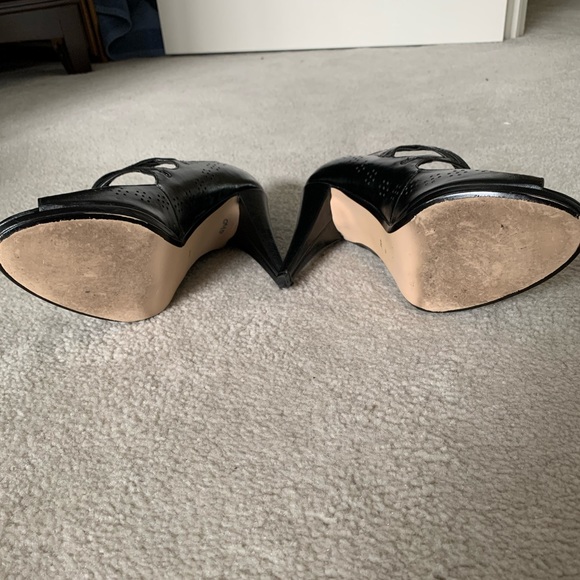 Black Embossed Open Toe Heels - Picture 6 of 6